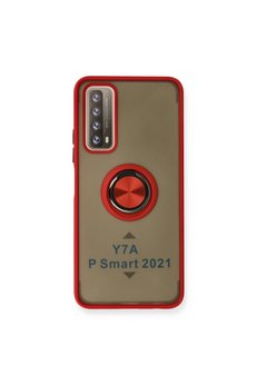 Evimdeyokyok Huawei P Smart 2021 Kılıf Montreal Yüzüklü Silikon Kapak - Kırmızı