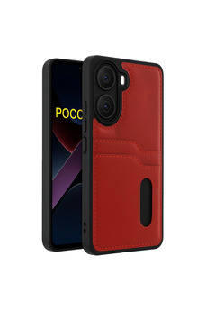 Evimdeyokyok Xiaomi Poco X7 Pro Kılıf Sara Kartvizitli Deri Kılıf - Kırmızı