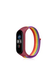 Evimdeyokyok Xiaomi Mi Band 4 Hasırlı Cırtcırtlı Kordon - Gökkuşağı