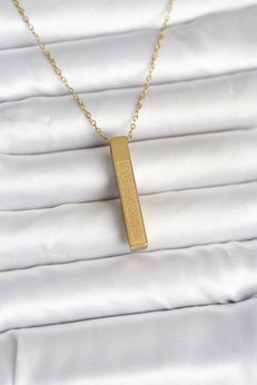 Evimdeyokyok 316L Çelik Gold Renk Ayetel Kürsi Yazılı Bar Çubuk Kolye Tj-Bko11057