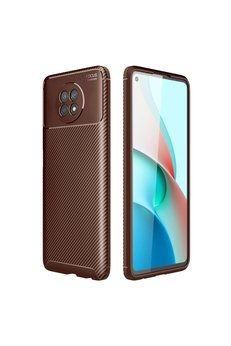 Evimdeyokyok Xiaomi Redmi Note 9 5G Kılıf Auto Focus Karbon Kapak - Kahverengi