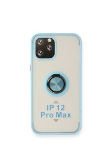 Evimdeyokyok Apple İphone 12 Pro Max Kılıf Montreal Yüzüklü Silikon Kapak - Buz Mavi
