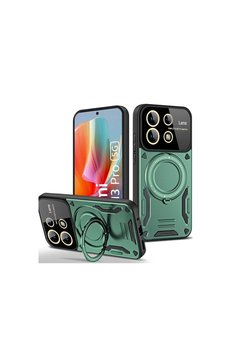 Evimdeyokyok Xiaomi Redmi Note 13 Pro 5G Kılıf Joy Lens Standlı Kapak - Koyu Yeşil