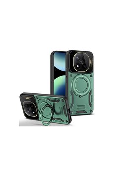 Evimdeyokyok Xiaomi Redmi Note 14 Pro Plus Kılıf Joy Lens Standlı Kapak - Koyu Yeşil