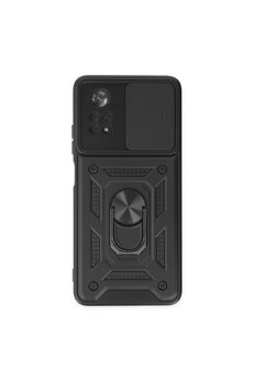 Evimdeyokyok Xiaomi Poco X4 Pro 5G Kılıf Pars Lens Yüzüklü Silikon - Siyah