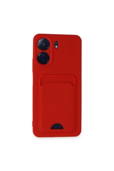 Evimdeyokyok Xiaomi Redmi 13C Kılıf Kelvin Kartvizitli Silikon - Kırmızı