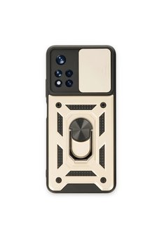 Evimdeyokyok Xiaomi Poco M4 Pro 5G Kılıf Pars Lens Yüzüklü Silikon - Gold