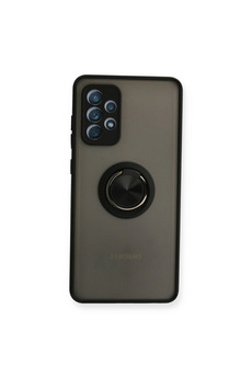 Evimdeyokyok Samsung Galaxy A72 Kılıf Montreal Yüzüklü Silikon Kapak - Siyah