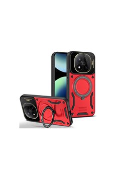 Evimdeyokyok Xiaomi Redmi Note 14 Pro 5G Kılıf Joy Lens Standlı Kapak - Kırmızı