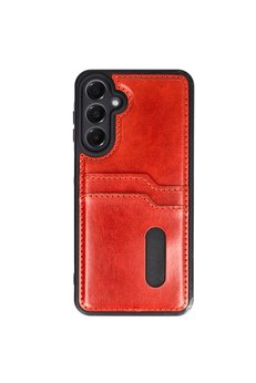 Evimdeyokyok Samsung Galaxy A25 5G Kılıf Sara Kartvizitli Deri Kılıf - Kırmızı