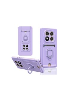 Evimdeyokyok Xiaomi Redmi Note 14 Pro 5G Kılıf Zuma Kartvizitli Yüzüklü Silikon - Lila