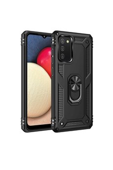 Evimdeyokyok Samsung Galaxy A03S Kılıf Sofya Yüzüklü Silikon Kapak - Siyah
