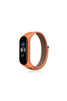 Evimdeyokyok Xiaomi Mi Band 4 Hasırlı Cırtcırtlı Kordon - Turuncu-Gri
