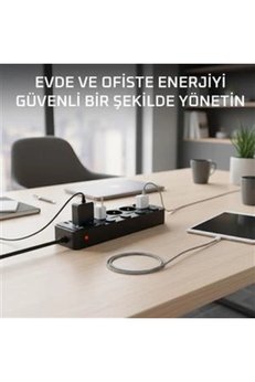 Evimdeyokyok Akım Korumalı 4’Lü Priz 2Xusb 2Xtype-C Çıkış Yüksek Gerilim Koruma Priz Çoğaltıcı