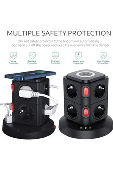 Evimdeyokyok Termal Akım Korumalı Isıya Dayanıklı 3 Usb 8 Priz Ve Wireless Kablosuz Şarj 2.4 Amper Kablolu Priz