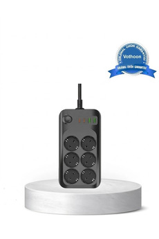Evimdeyokyok Akım Korumalı 6’Lı Priz 2Xusb 2Xtype-C Çıkış Yüksek Gerilim Koruma Çoklu Priz Çoğaltıcı