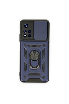 Evimdeyokyok Xiaomi Poco M4 Pro 5G Kılıf Pars Lens Yüzüklü Silikon - Lacivert