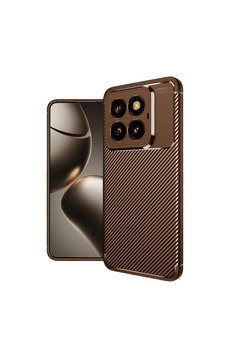 Evimdeyokyok Xiaomi Mi 14T Pro Kılıf Auto Focus Karbon Kapak - Kahverengi