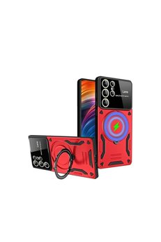 Evimdeyokyok Samsung Galaxy S24 Ultra Kılıf Joy Lens Standlı Kapak - Kırmızı