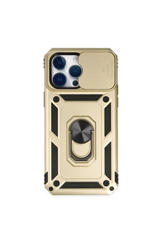 Evimdeyokyok Apple İphone 14 Pro Max Kılıf Pars Lens Yüzüklü Silikon - Gold