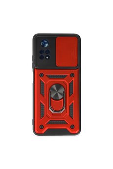 Evimdeyokyok Xiaomi Poco X4 Pro 5G Kılıf Pars Lens Yüzüklü Silikon - Kırmızı