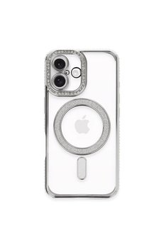 Evimdeyokyok Apple İphone 16 Plus Kılıf Joke Simli Magneticsafe Kılıf - Gümüş