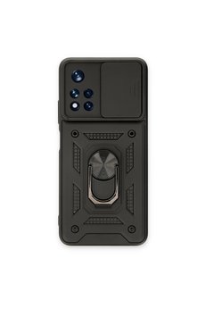 Evimdeyokyok Xiaomi Poco M4 Pro 5G Kılıf Pars Lens Yüzüklü Silikon - Siyah