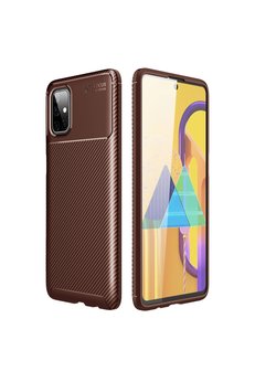 Evimdeyokyok Samsung Galaxy M51 Kılıf Auto Focus Karbon Kapak - Kahverengi
