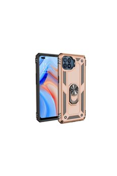 Evimdeyokyok Oppo Reno 4 Lite Kılıf Sofya Yüzüklü Silikon Kapak - Gold