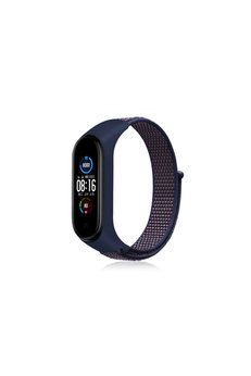 Evimdeyokyok Xiaomi Mi Band 4 Hasırlı Cırtcırtlı Kordon - Lacivert-Mor