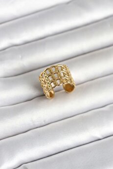 Ru Collecti̇ve 316L Çeli̇k Gold Renk Zi̇nci̇r Model Kadın Yüzük Tj-Byk4177