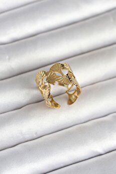 Ru Collecti̇ve 316L Çeli̇k Gold Renk Yelpaze Model Kadın Yüzük - Tj-Byk4159