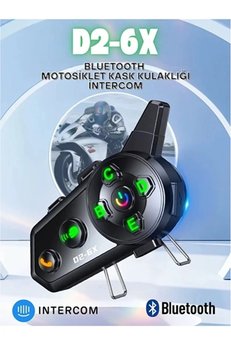 Evimdeyokyok D2-6X 1000M Mesafeli 6 Kanallı İntercom Bluetooth Motosiklet Kask Kulaklığı İntercom Kulaklık