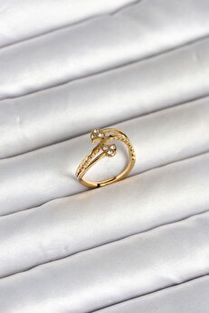Ru Collecti̇ve 316L Çeli̇k Gold Renk Zi̇rkon Taşlı Kalp Model Kadın Yüzük - Tj-Byk4168