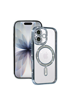 Evimdeyokyok Apple İphone 17 Joke Simli Magneticsafe Kılıf - Mavi