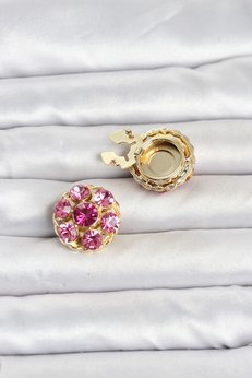 Evimdeyokyok Pembe Zirkon Taşlı Düğme Veya Manşet Broşu Tj-Br485