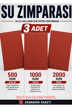 CNR Far Parlatma Su Zımparası Seti 3'lü 500 1000 2000 Kum Oto Boya Seramik Metal Ahşap İçin