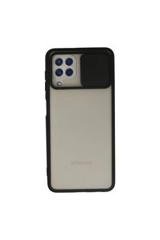 Evimdeyokyok Samsung Galaxy A22 Kılıf Palm Buzlu Kamera Sürgülü Silikon - Siyah