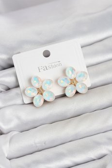 Evimdeyokyok Beyaz Renk Kristal Taşlı Çiçek Model Kadın Küpe Tj-Bkp11933