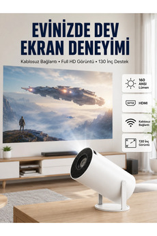Eco Lounge 4K Uyumlu 130 İnç Full HD Projeksiyon Cihazı ve Kablosuz Aktarım Özelliği