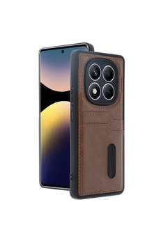 Evimdeyokyok Xiaomi Redmi Note 14 Pro 5G Kılıf Sara Kartvizitli Deri Kılıf - Taba