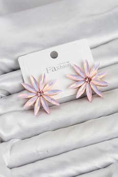 Evimdeyokyok Pembe Kristal Taşlı Lotus Model Kadın Küpe Tj-Bkp11927