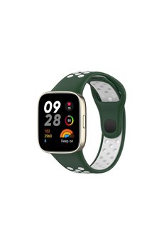 Evimdeyokyok Xiaomi Redmi Watch 3 Spor Delikli Kordon (Saat Değildir) - Haki Yeşil-Beyaz