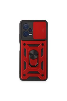 Evimdeyokyok Xiaomi Redmi Note 12 5G Kılıf Pars Lens Yüzüklü Silikon - Kırmızı