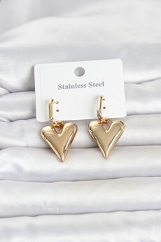 Clariss 316L Çelik Gold Renk Kalp Modelli Kadın Küpe