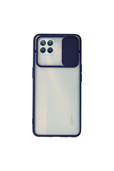 Evimdeyokyok Oppo Reno 4 Lite Kılıf Palm Buzlu Kamera Sürgülü Silikon - Lacivert