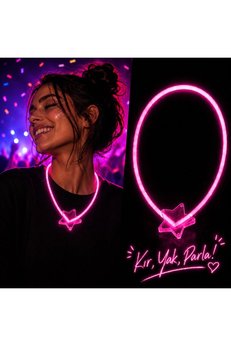 Evimdeyokyok Fosforlu Yıldız Parti Kolyesi – Neon Işıklı Kolye Pembe Renk