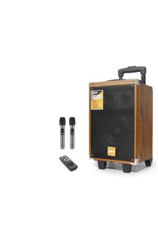 Evimdeyokyok Bluetooth Hoparlör Fm Radyo 8 Inç Usb Tf Aux Çift Mikrofonlu Kumandalı - Ahşap Bq8