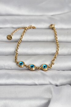 Tj 316L Çeli̇k Gold Renk Nazarlı Kadın Bi̇lekli̇k Tj-Bb8392