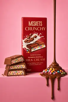 Miskets Renkli Çıtır Pirinç Patlaklı Sütlü Tablet Çikolata 180 gr